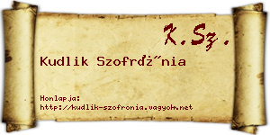 Kudlik Szofrónia névjegykártya